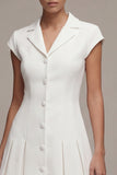 White Single Breasted Notched Lapel A Line Short Blazer Dress