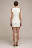 White 2 Piece Round Neck Single Breasted Short Business Suits