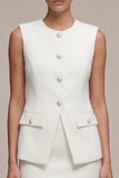 White 2 Piece Round Neck Single Breasted Short Business Suits