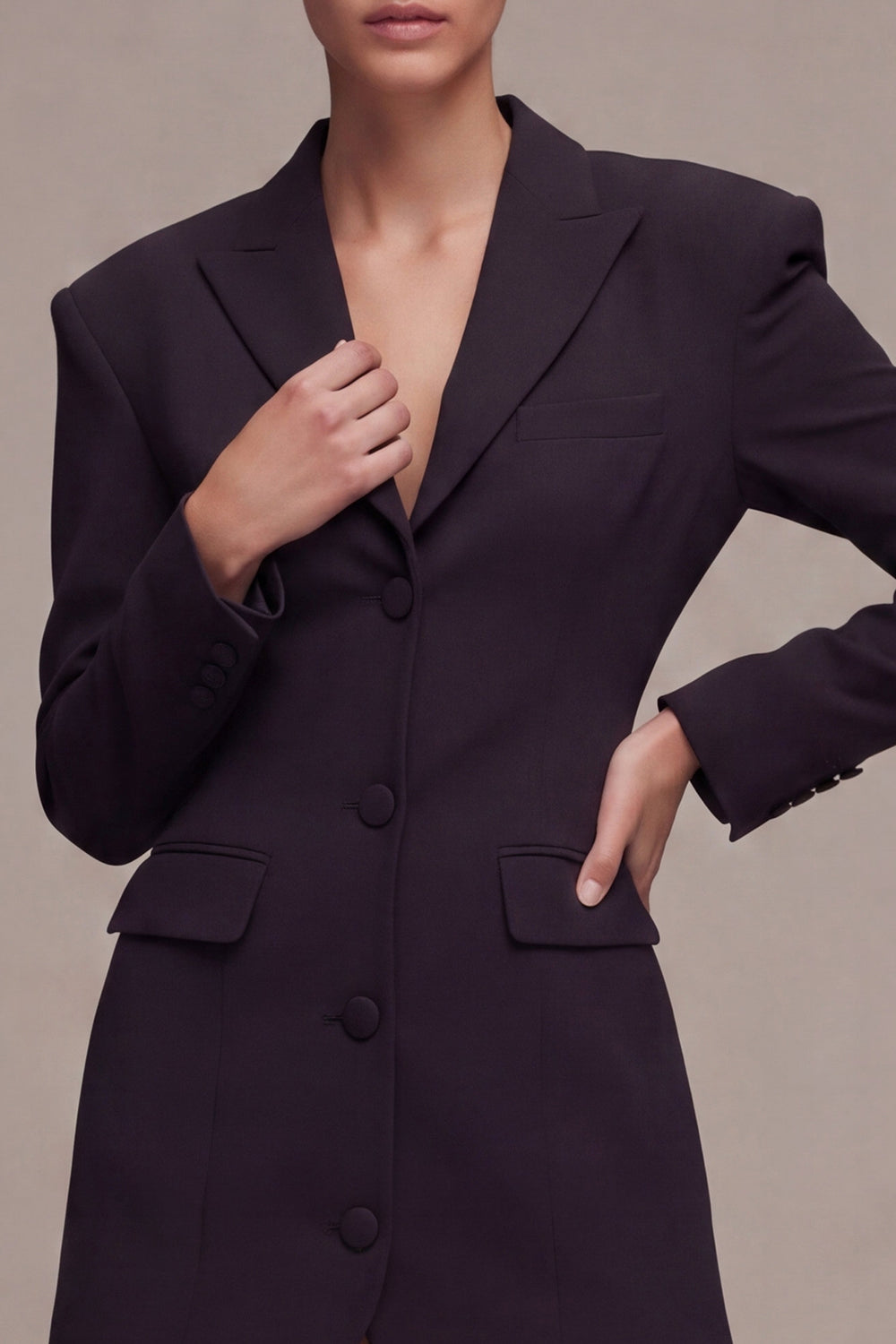 Black Single Breasted Peak Lapel Short Blazer Dress