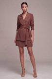 Desert Rose 2 Piece Notched Lapel Double Breasted Short Business Suits with Belt