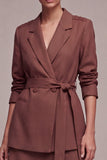 Desert Rose 2 Piece Notched Lapel Double Breasted Short Business Suits with Belt
