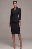 3/4 Sleeves Shawl Lapel Ivory 2 Piece Single Breasted Short Business Suits