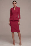 3/4 Sleeves Shawl Lapel Ivory 2 Piece Single Breasted Short Business Suits