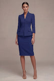 3/4 Sleeves Shawl Lapel Ivory 2 Piece Single Breasted Short Business Suits