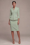 3/4 Sleeves Shawl Lapel Ivory 2 Piece Single Breasted Short Business Suits