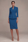 3/4 Sleeves Shawl Lapel Ivory 2 Piece Single Breasted Short Business Suits