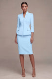 3/4 Sleeves Shawl Lapel Ivory 2 Piece Single Breasted Short Business Suits