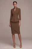 3/4 Sleeves Shawl Lapel Ivory 2 Piece Single Breasted Short Business Suits