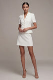 2 Piece Notched Lapel White Single Breasted Short Business Suits with Sleeves