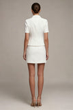 2 Piece Notched Lapel White Single Breasted Short Business Suits with Sleeves