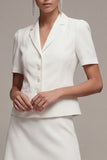 2 Piece Notched Lapel White Single Breasted Short Business Suits with Sleeves