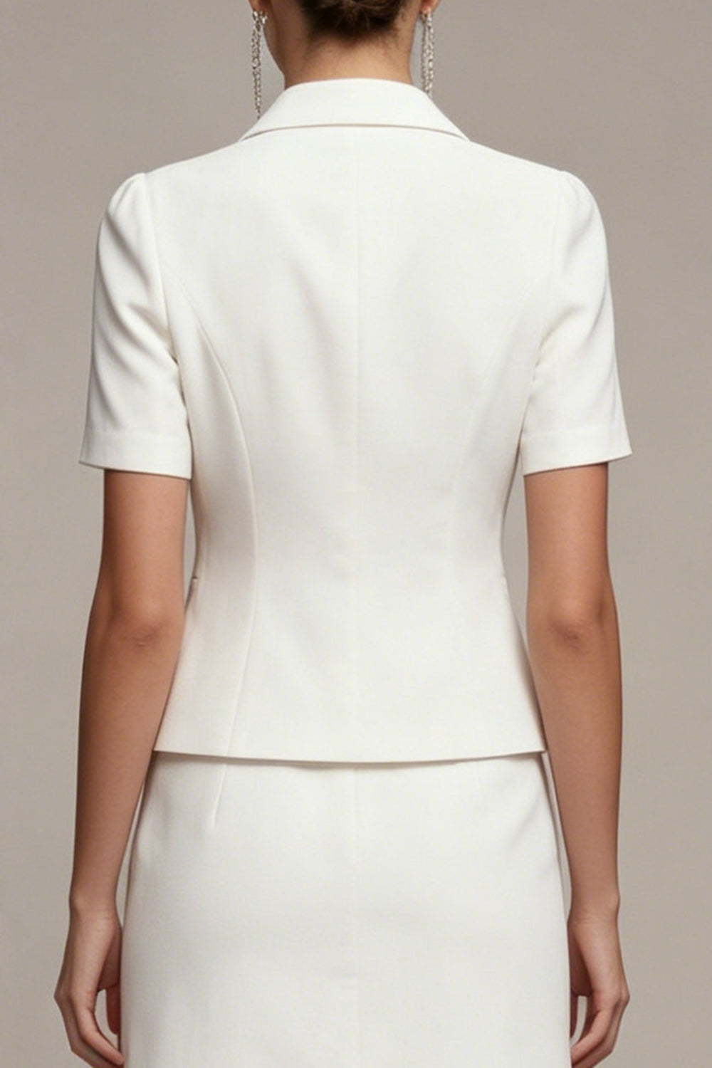 2 Piece Notched Lapel White Single Breasted Short Business Suits with Sleeves