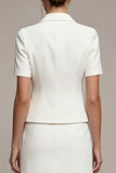 2 Piece Notched Lapel White Single Breasted Short Business Suits with Sleeves