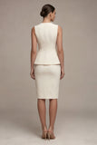 Single Breasted Shawl Lapel Ivory 2 Piece Business Suits