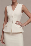 Single Breasted Shawl Lapel Ivory 2 Piece Business Suits