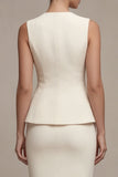 Single Breasted Shawl Lapel Ivory 2 Piece Business Suits