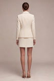 Long Sleeves 2 Piece Notched Lapel Ivory Single Breasted Short Business Suits