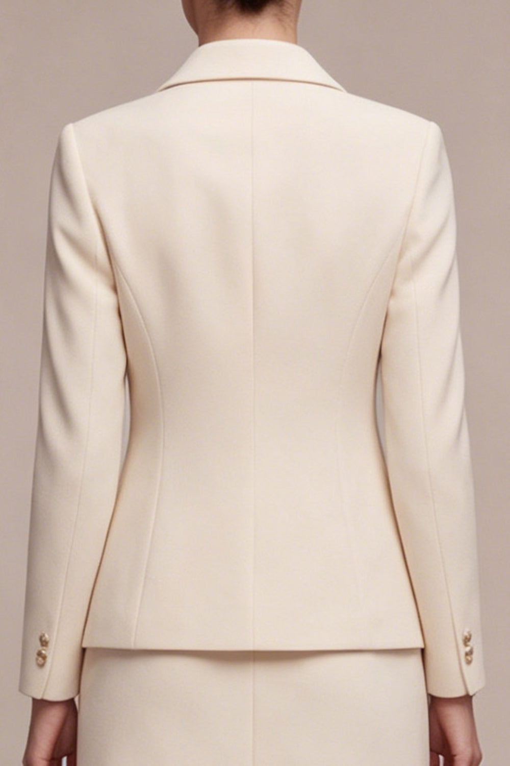 Long Sleeves 2 Piece Notched Lapel Ivory Single Breasted Short Business Suits