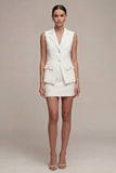 White Short 2 Piece Notched Lapel Slim Fit Single Breasted Business Suits