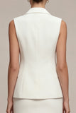 White Short 2 Piece Notched Lapel Slim Fit Single Breasted Business Suits