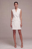 Short White Double Breasted Notched Lapel Blazer Dress
