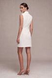 Short White Double Breasted Notched Lapel Blazer Dress