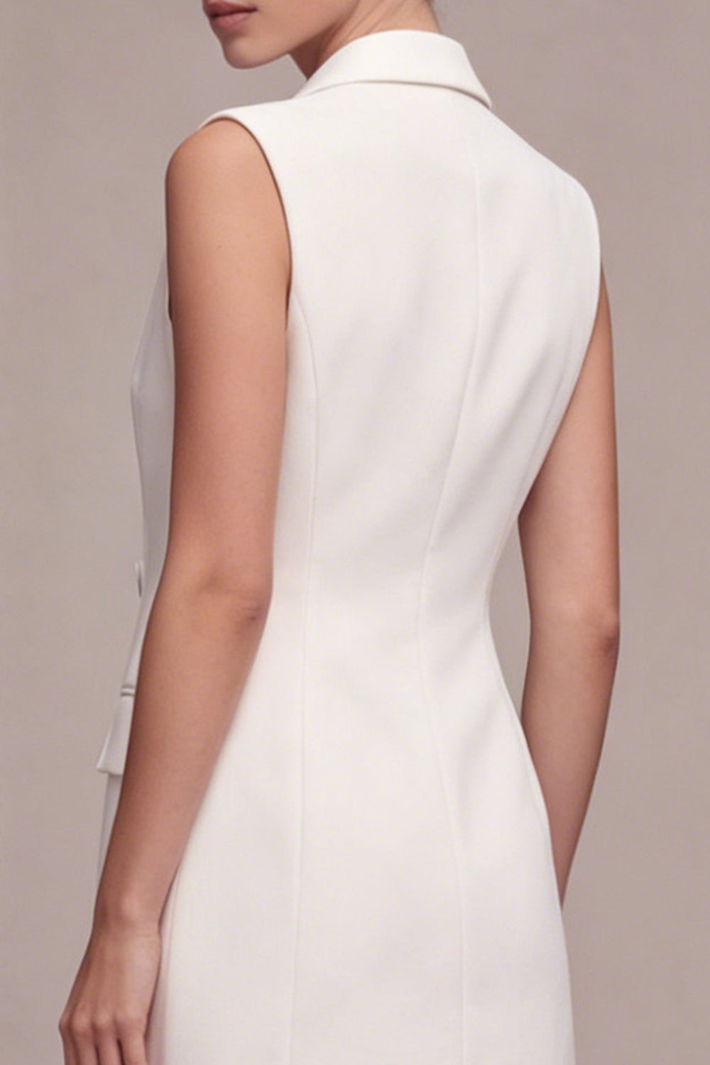 Short White Double Breasted Notched Lapel Blazer Dress