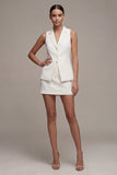 2 Piece Notched Lapel Slim Fit White Short Single Breasted Business Suits