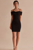 Halter Simple Black Tight Little Black Dress
