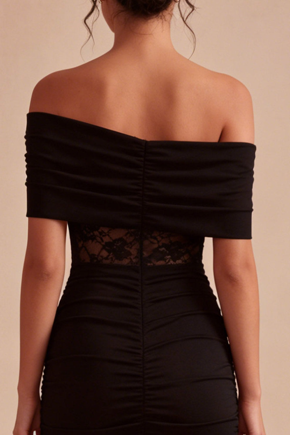 Off the Shoulder Tight Little Black Dress with Lace
