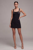 Thick Straps Tight Little Black Dress with Bow