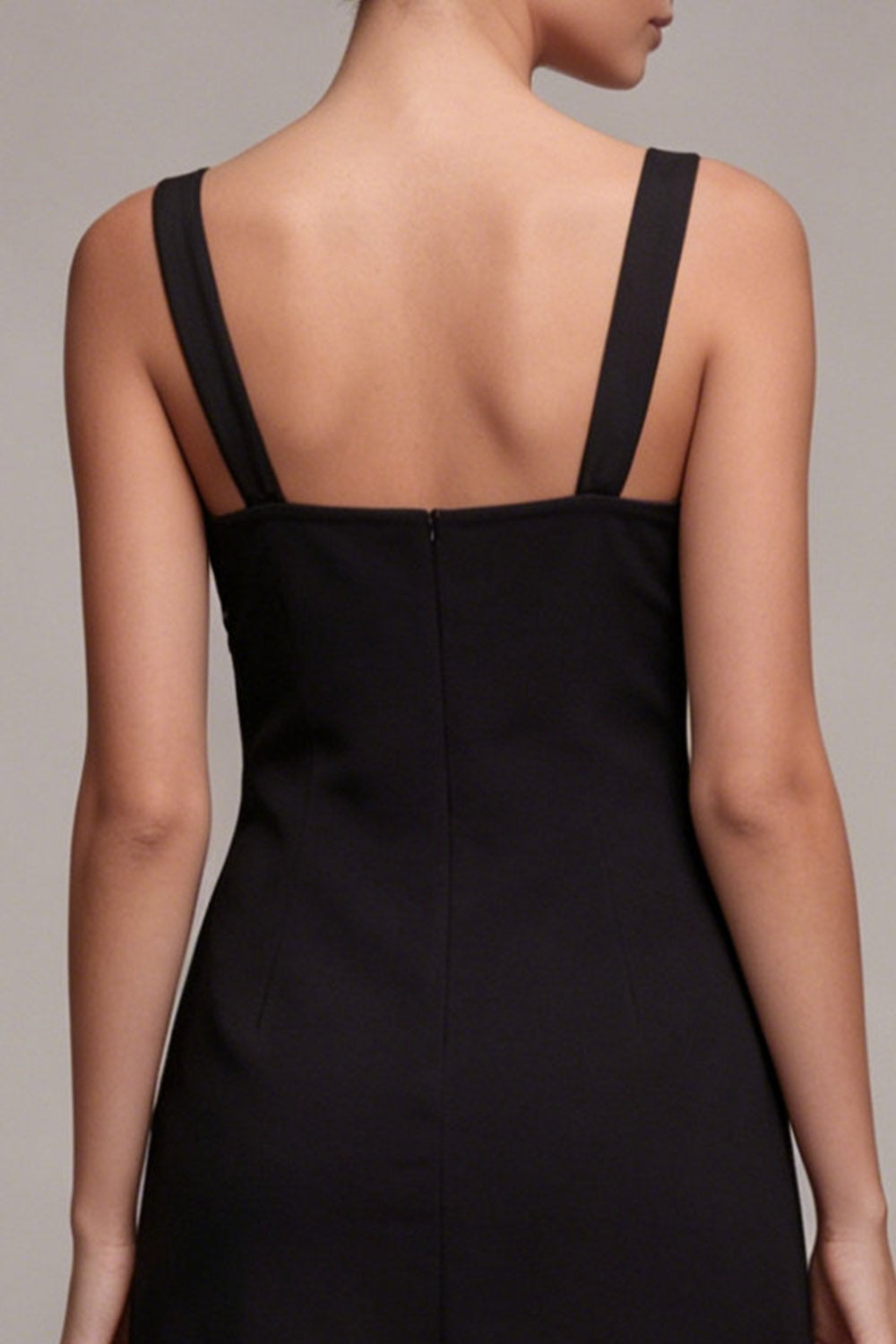 Thick Straps Tight Little Black Dress with Bow