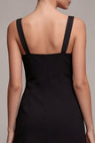Thick Straps Tight Little Black Dress with Bow