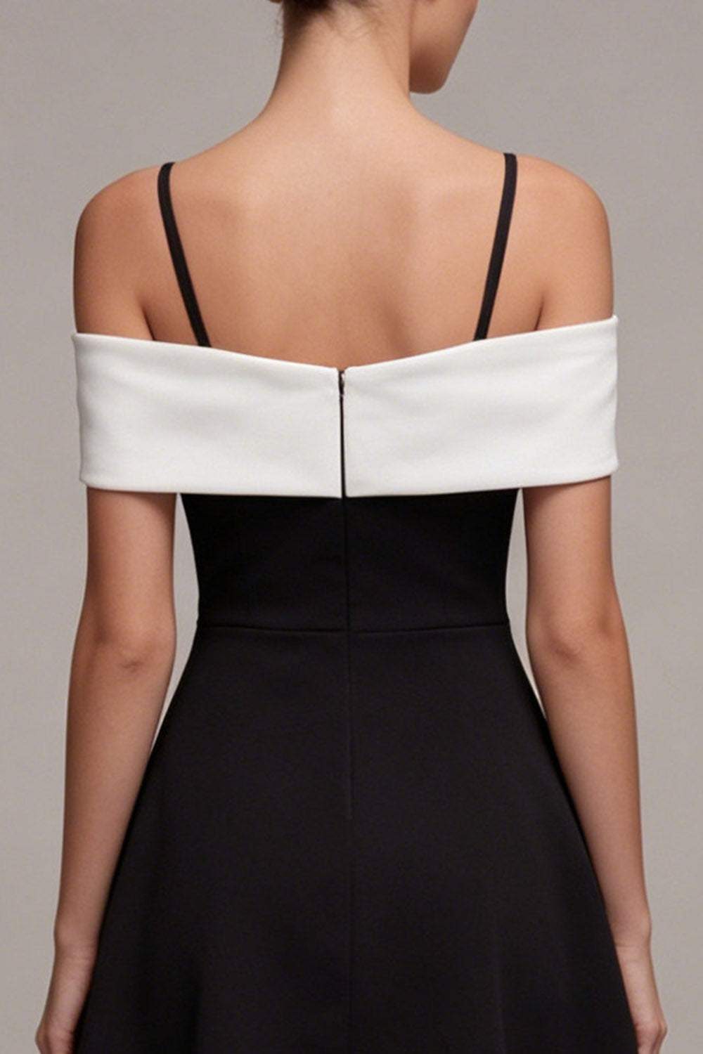 Zapakasa Women Black and White Satin Cocktail Dress with Bow Cold