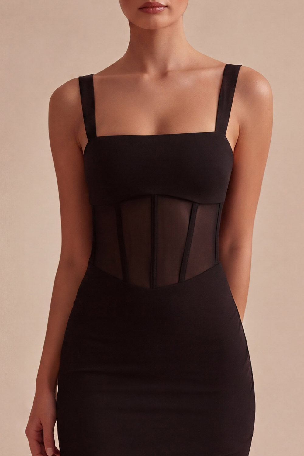 Corset Square Neck Tight Little Black Dress