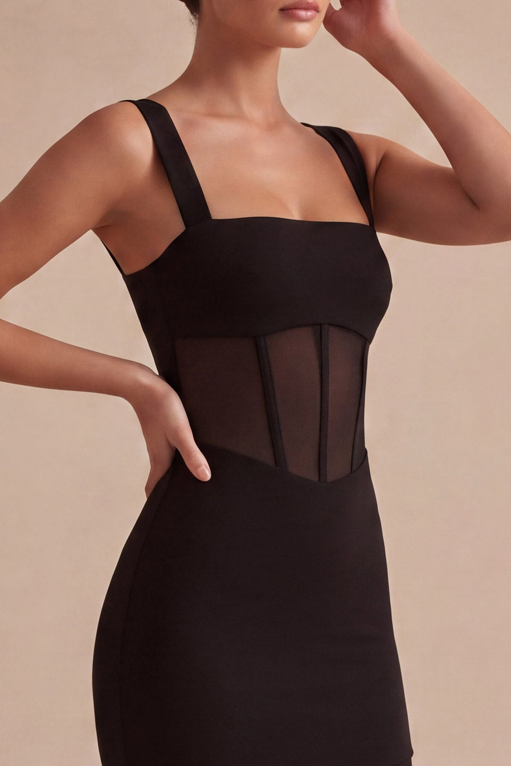 Corset Square Neck Tight Little Black Dress