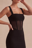 Corset Square Neck Tight Little Black Dress