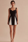Thick Straps A Line Black and White Short Cocktail Dress