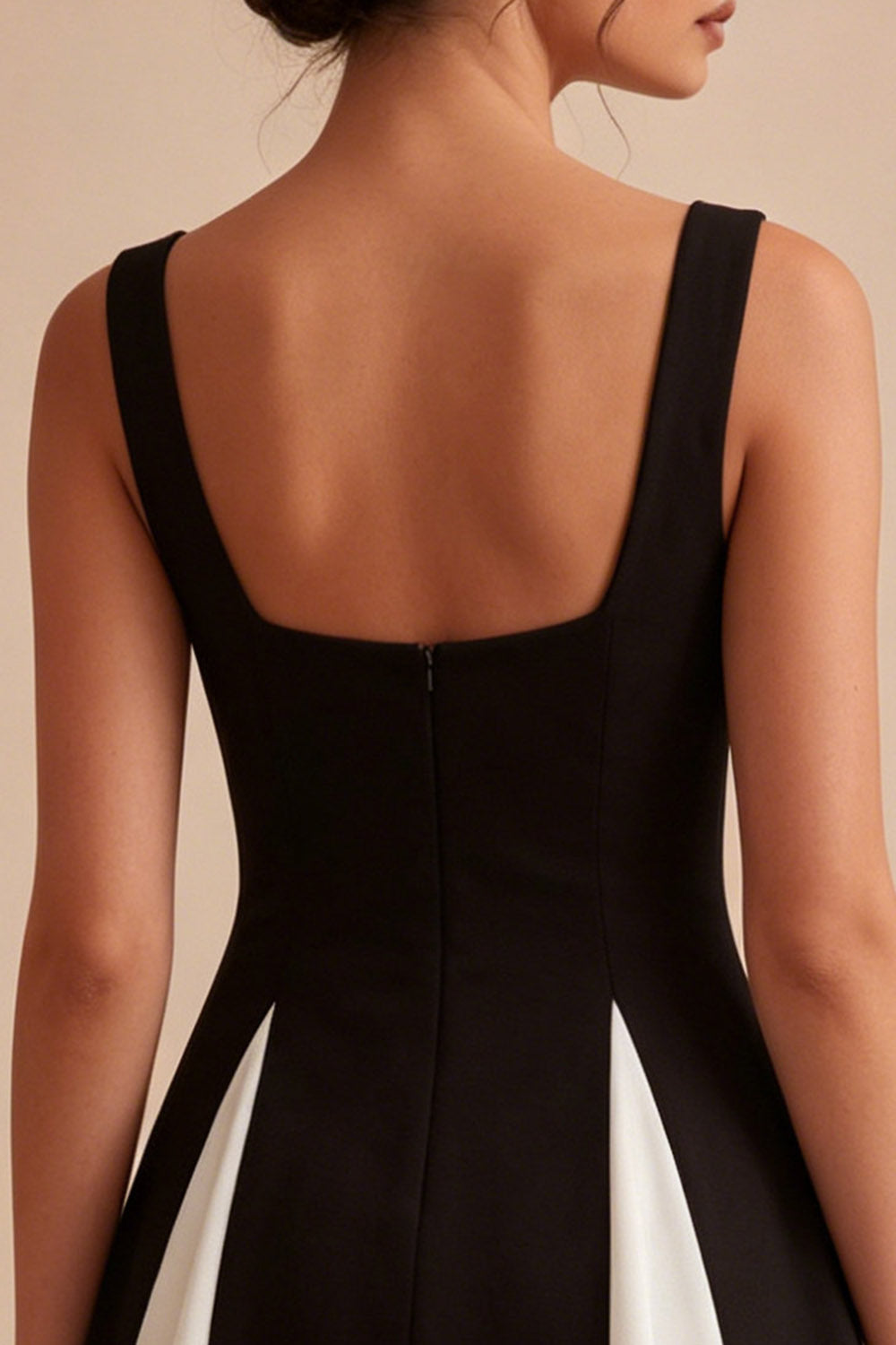 Thick Straps A Line Black and White Short Cocktail Dress