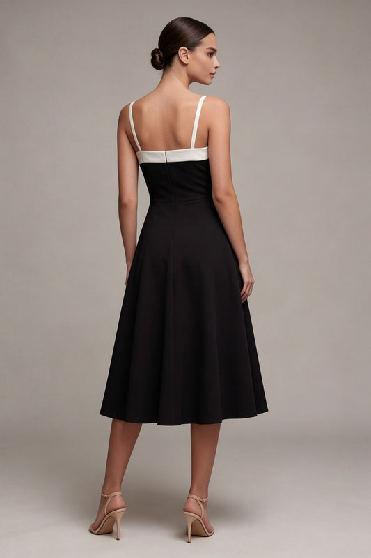 A Line Square Neck Black Little Black Dress