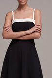 A Line Square Neck Black Little Black Dress
