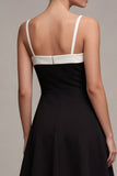 A Line Square Neck Black Little Black Dress