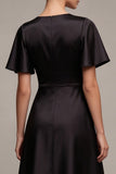Flutter Sleeves V-Neck Midi A Line Formal Dress
