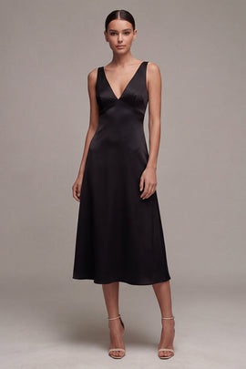 A Line Midi V-Neck Backless Formal Dress