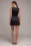 Keyhole Boat Neck Tight Little Black Dress