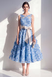 Purple Boat Neck Floral A Line Maxi Wedding Guest Dress with Bow