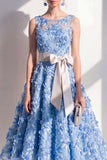 Purple Boat Neck Floral A Line Maxi Wedding Guest Dress with Bow