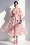 Sparkly Blush Beaded Ruched Floral A Line Maxi Wedding Guest Dress