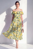 Maxi Pink Flower A Line Beach Wedding Guest Dress with Ruffles